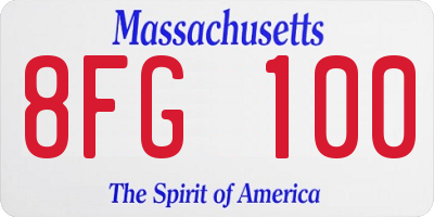 MA license plate 8FG100