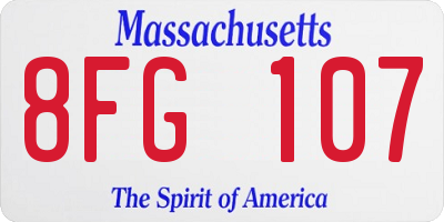 MA license plate 8FG107