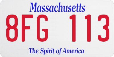 MA license plate 8FG113
