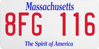 MA license plate 8FG116