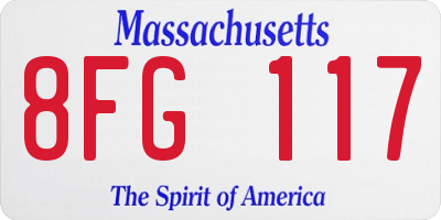 MA license plate 8FG117