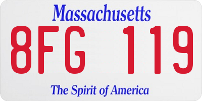 MA license plate 8FG119