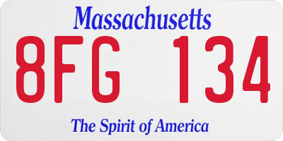 MA license plate 8FG134