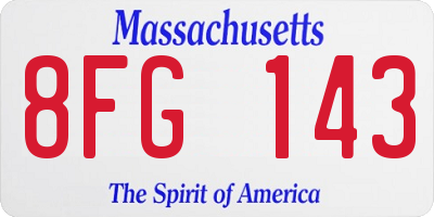 MA license plate 8FG143