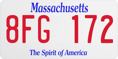 MA license plate 8FG172