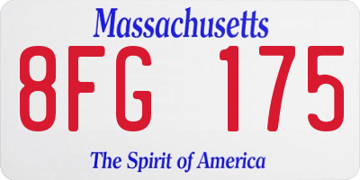 MA license plate 8FG175