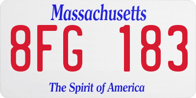 MA license plate 8FG183