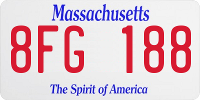MA license plate 8FG188
