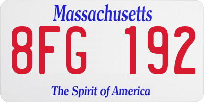 MA license plate 8FG192
