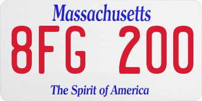 MA license plate 8FG200