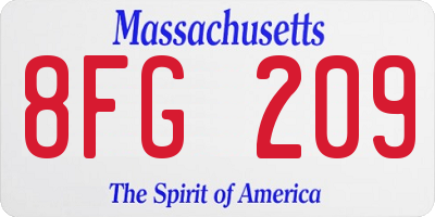 MA license plate 8FG209