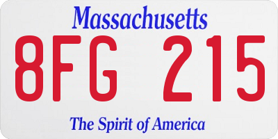 MA license plate 8FG215
