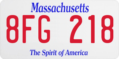 MA license plate 8FG218