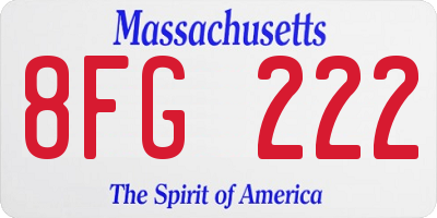 MA license plate 8FG222