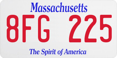 MA license plate 8FG225