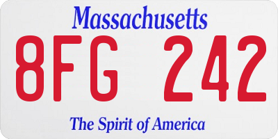 MA license plate 8FG242