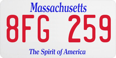 MA license plate 8FG259