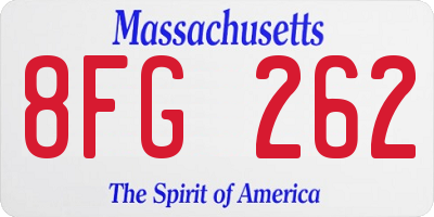 MA license plate 8FG262