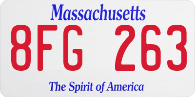 MA license plate 8FG263