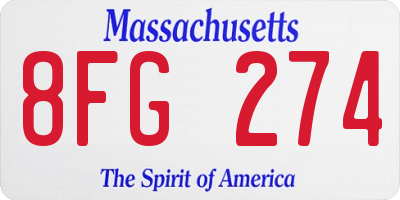 MA license plate 8FG274