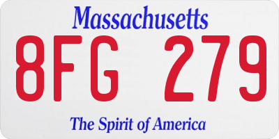 MA license plate 8FG279