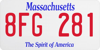 MA license plate 8FG281