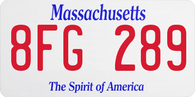 MA license plate 8FG289
