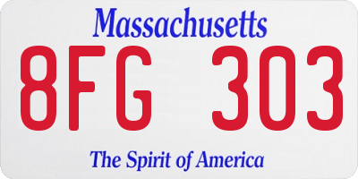 MA license plate 8FG303