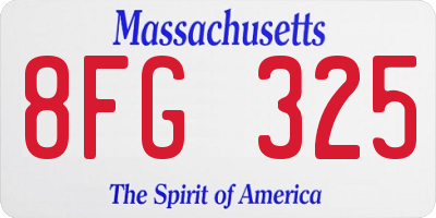 MA license plate 8FG325