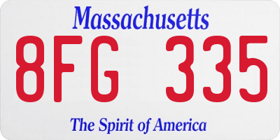 MA license plate 8FG335