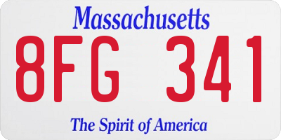 MA license plate 8FG341