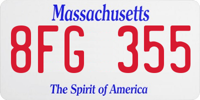 MA license plate 8FG355
