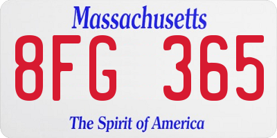 MA license plate 8FG365