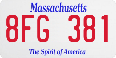 MA license plate 8FG381