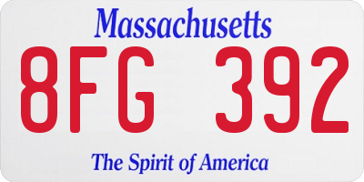 MA license plate 8FG392