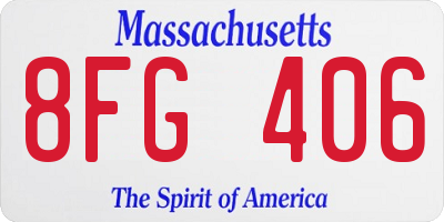 MA license plate 8FG406
