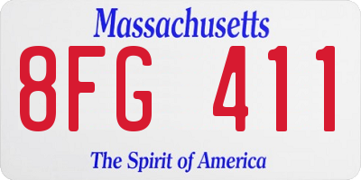 MA license plate 8FG411