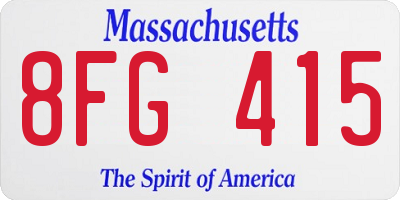 MA license plate 8FG415