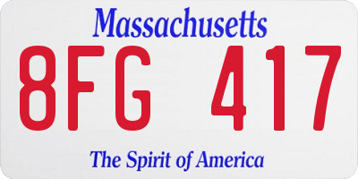 MA license plate 8FG417