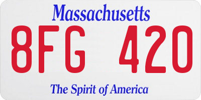 MA license plate 8FG420