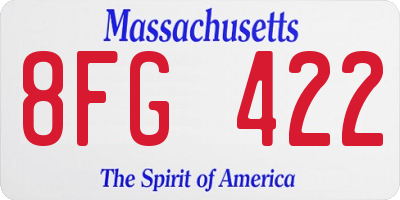 MA license plate 8FG422