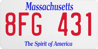 MA license plate 8FG431