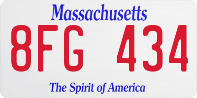 MA license plate 8FG434