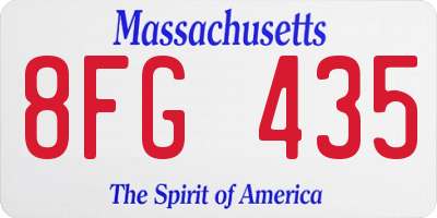 MA license plate 8FG435