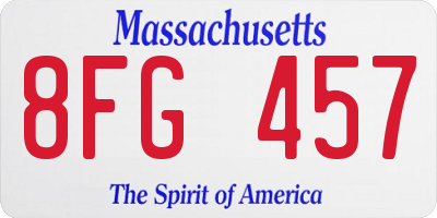MA license plate 8FG457