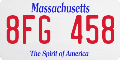 MA license plate 8FG458