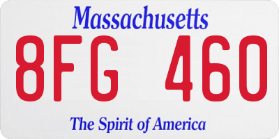 MA license plate 8FG460