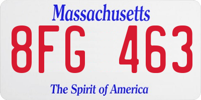 MA license plate 8FG463