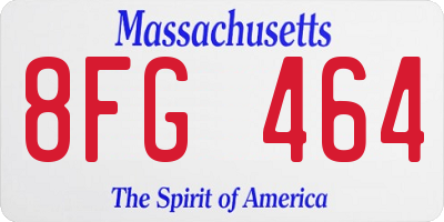 MA license plate 8FG464