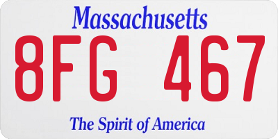 MA license plate 8FG467